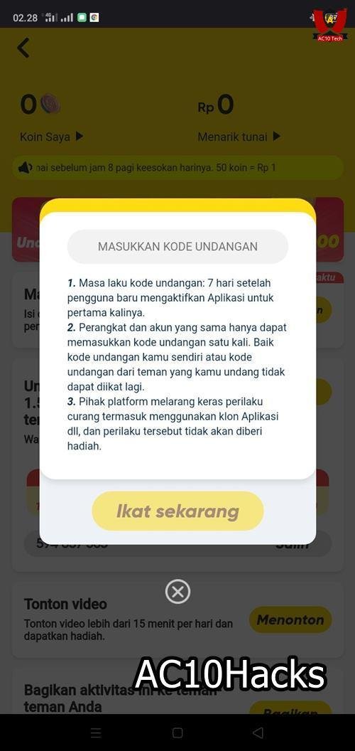 Cara Memasukan Kode Undangan Snack Video 2025 Bonus Uang
