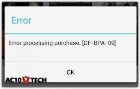 Google Play Error Processing Purchase