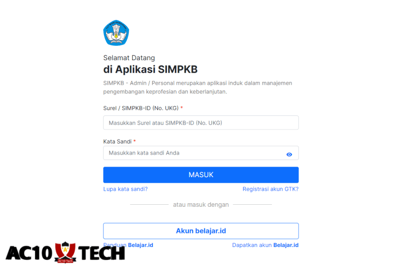 Cara Login dengan Akun SIMPKB dan Akun Belajar id