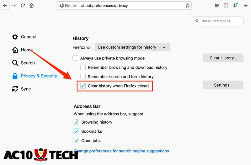 Clear Cache Browser Firefox di Laptop