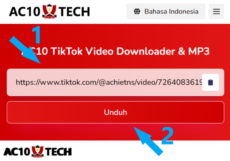 AC10 TikTok Downloader Copy Paste Link dan Download