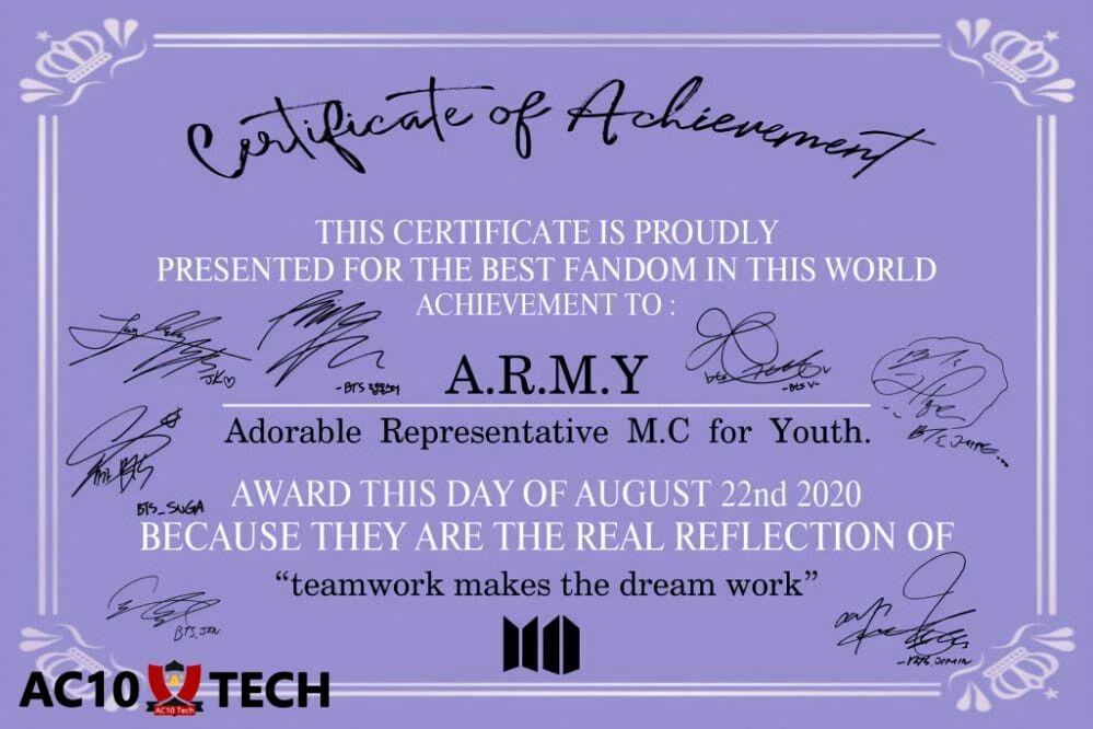 Cara Mendapatkan Sertifikat ARMY BTS Resmi 2025