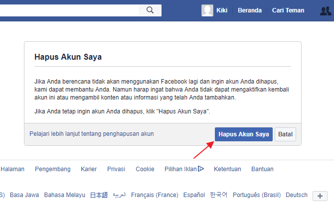 Menghapus Akun Facebook Permanen