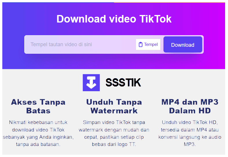 Cara Download Video TikTok dan Twitter Gratis Mudah di SSSTik.IO